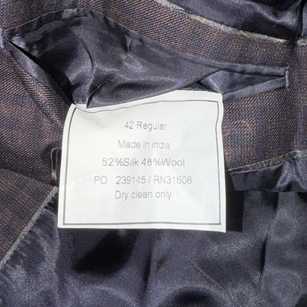Jos A Bank Reserve Blazer Mens 42 Brown Blue Plaid Silk Wool Sport Coat‎ Jacket